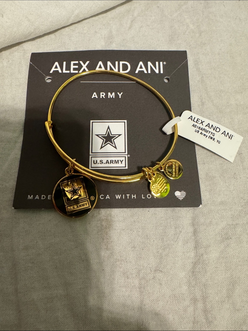 Alex and Ani Gold U.S. Army Charm Bangle Bracelet